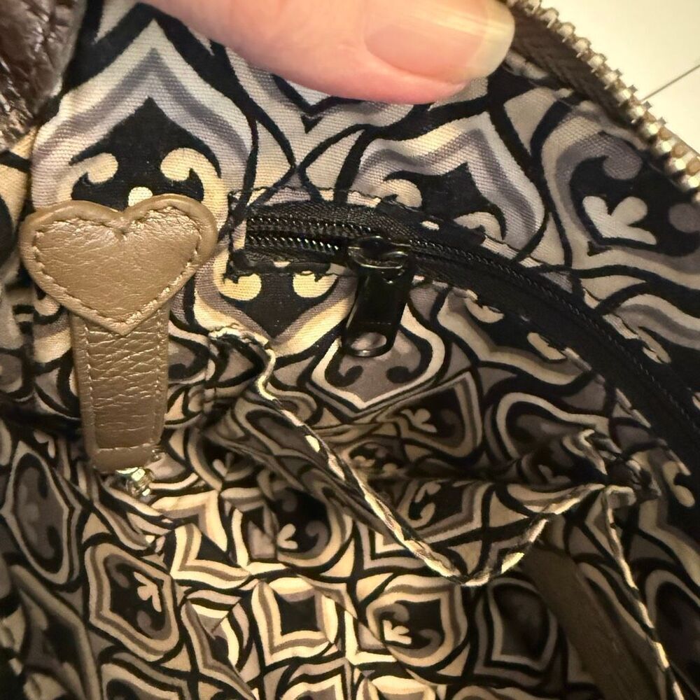 Brighton Zoe Metallic Bronze Crinkle Leather Crossbody Bag - Picture 16 of 16